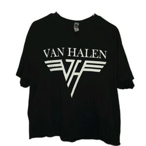 VAN HALEN 1 ALBUM BIG LOGO EVH HARD ROCK BLACK CROP T SHIRT SIZE XL 🔥